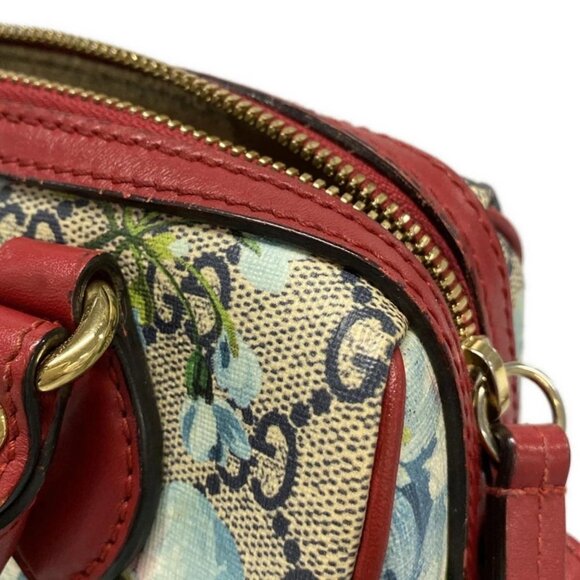Auth GUCCI GG Blooms 432123 Navy Red Multi PVC Leather Handbag - Picture 12 of 15